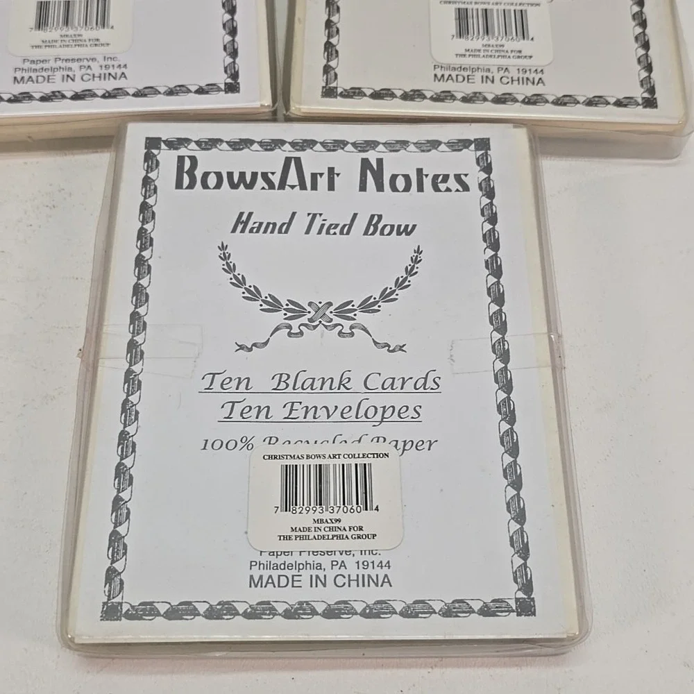 BowsArt 10 Blank Cards w/Envelopes &‎ Hand Tied Bows Lot Of 5 Packs